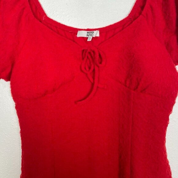Madden NYC XXL Red Textured Tie Bust Mini Dress - Picture 7 of 15